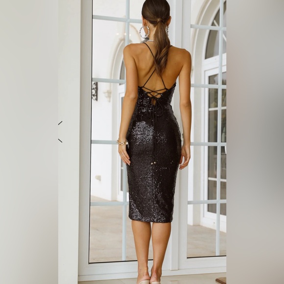 Hello Molly MY FEELS MIDI DRESS BLACK SEQUIN - Picture 4 of 13